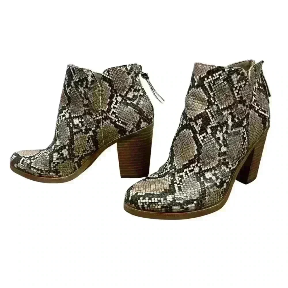 NORDSTROMS‎ BP Jett Natural Snakeskin Faux Leather Bootie Size 8